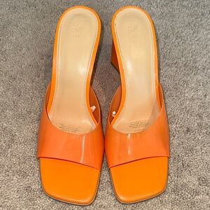 H&M Bright Orange Heeled Mules